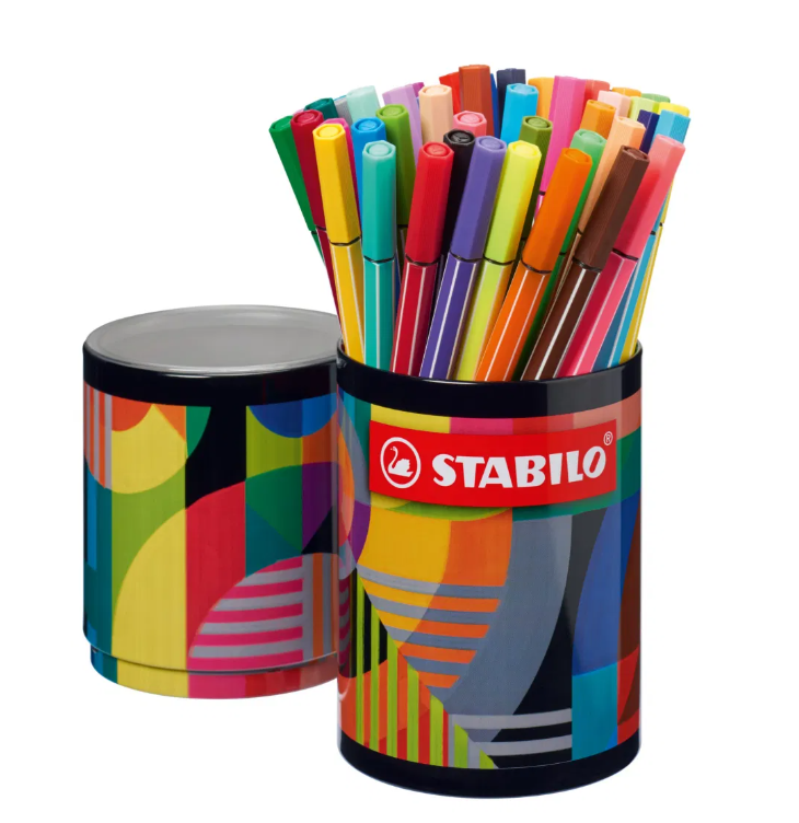 STABILO Pen 68 Kovová kulatá dóza ARTY - 45 ks