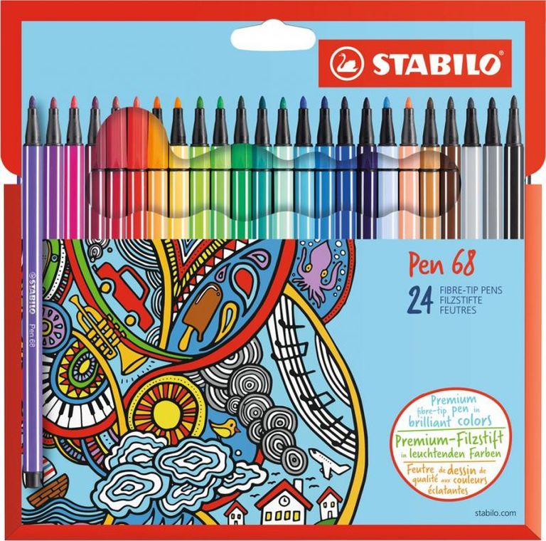Prémiový vláknový fix STABILO pen 68 (24 kusov / farieb v púzdre)