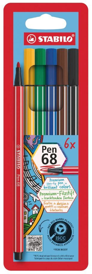 Obrázek produktu: STABILO Pen 68 Vláknový fix - sada 6 barev