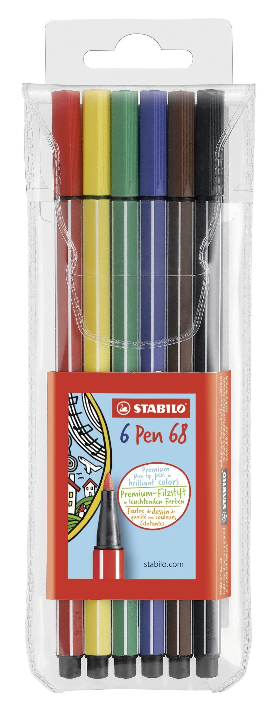STABILO Pen 68 Vláknový fix - sada 6 barev