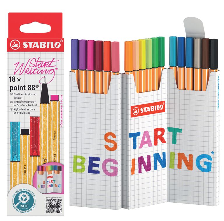 STABILO point 88 Jemný liner - sada 18 barev Zig-Zag deskset