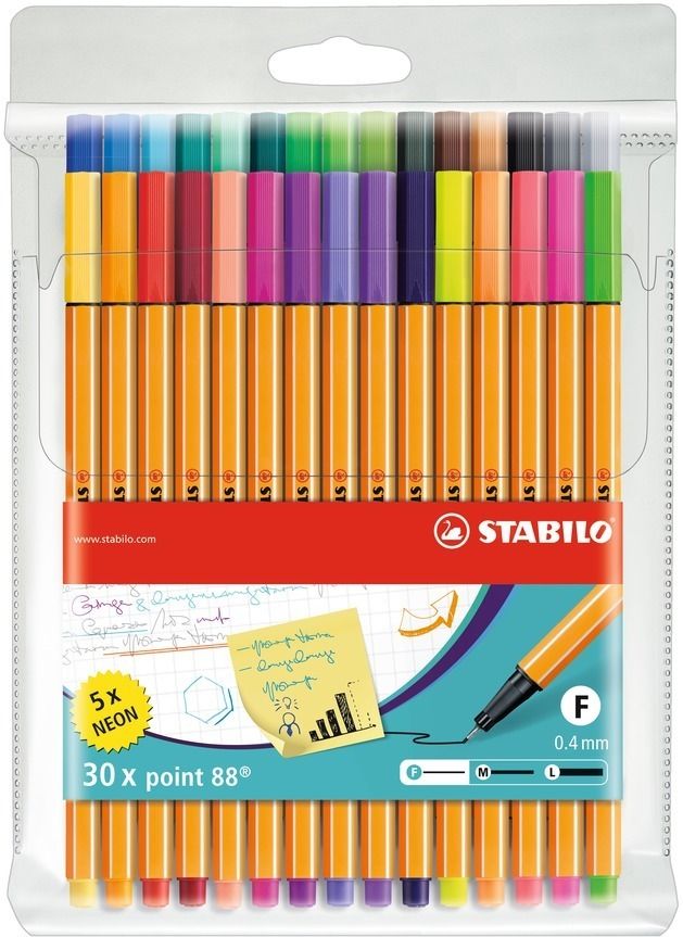 STABILO point 88 Jemný liner - sada 30 barev
