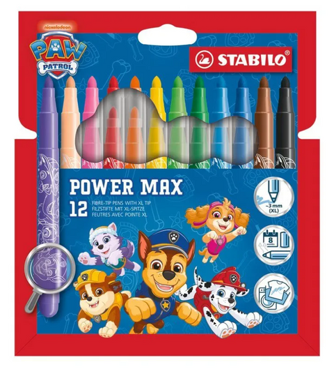 Obrázek produktu: STABILO Power max vláknový fix - sada 12 barev Tlapková patrola