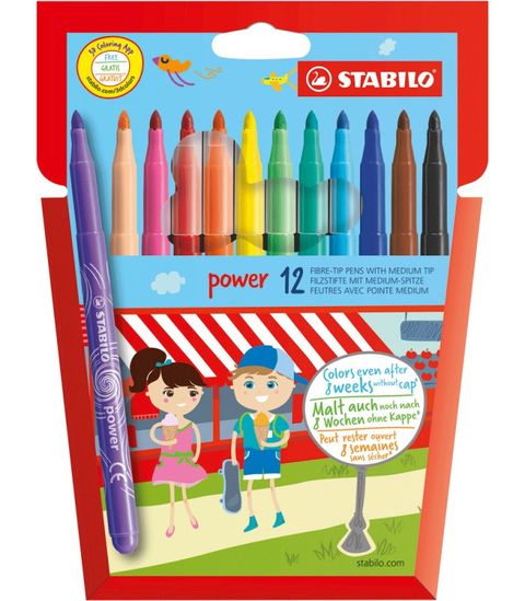 Obrázek produktu: STABILO power vláknový fix - sada 12 barev