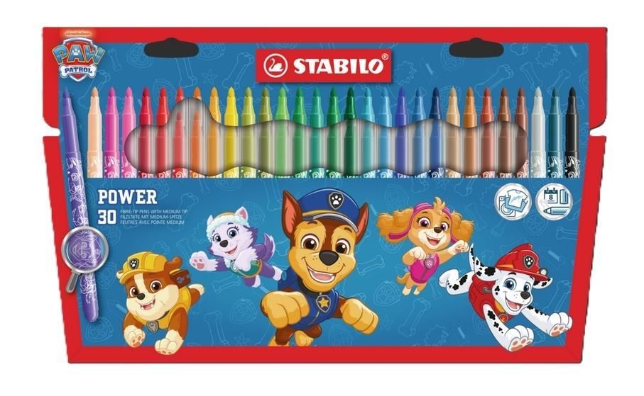 STABILO Power vláknový fix - sada 18 barev Tlapková patrola