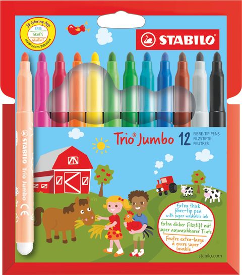 Obrázek produktu: STABILO Trio JUMBO Vláknový fix - sada 12 barev