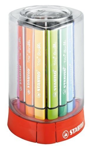 Obrázek produktu: STABILO Trio Scribbi Trojhranný vláknový fix - 12 barev, stolní set