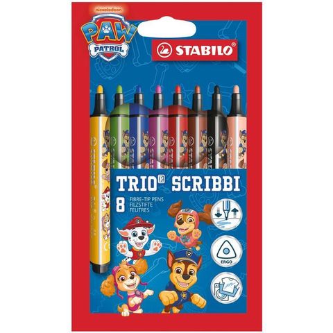 Obrázek produktu: STABILO Trio Scribbi Trojhranný vláknový fix - 8 barev Tlapková patrola