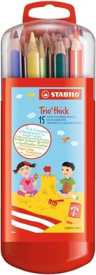 STABILO Trio thick silné trojhranné pastelky Zebrui - 15 barev