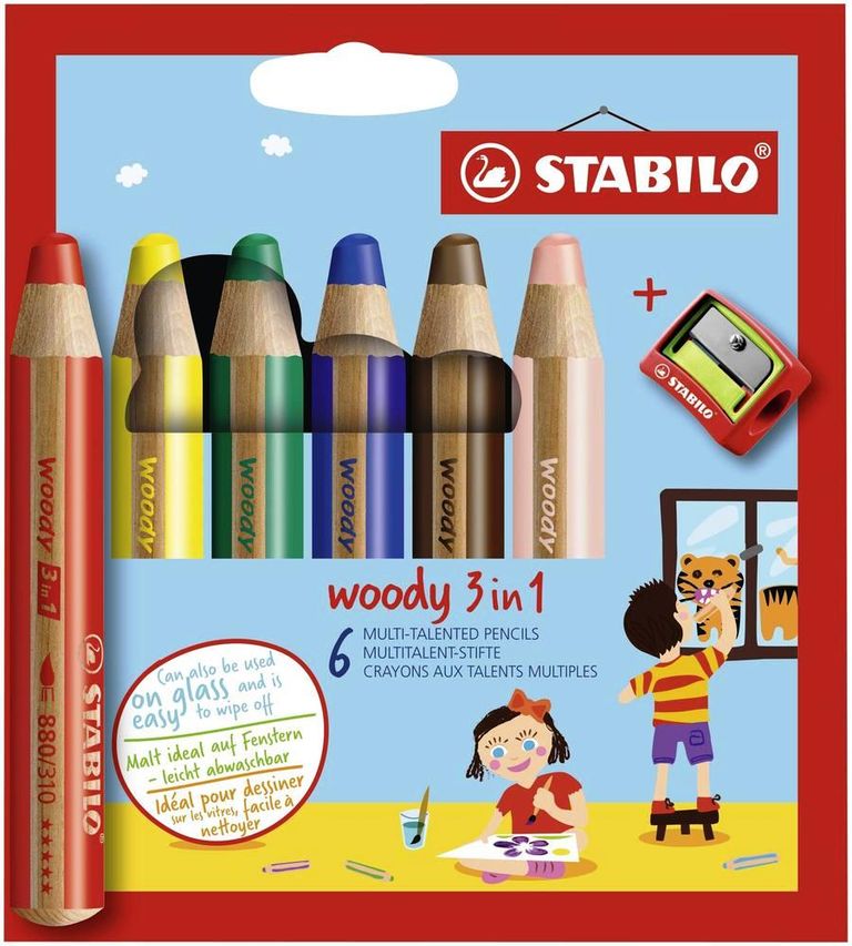 STABILO Sada 6 pastelek 3v1 s ořezávátkem