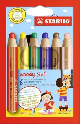 Obrázek produktu: STABILO woody 3 in 1 Multifunkční pastelka - sada 6 barev