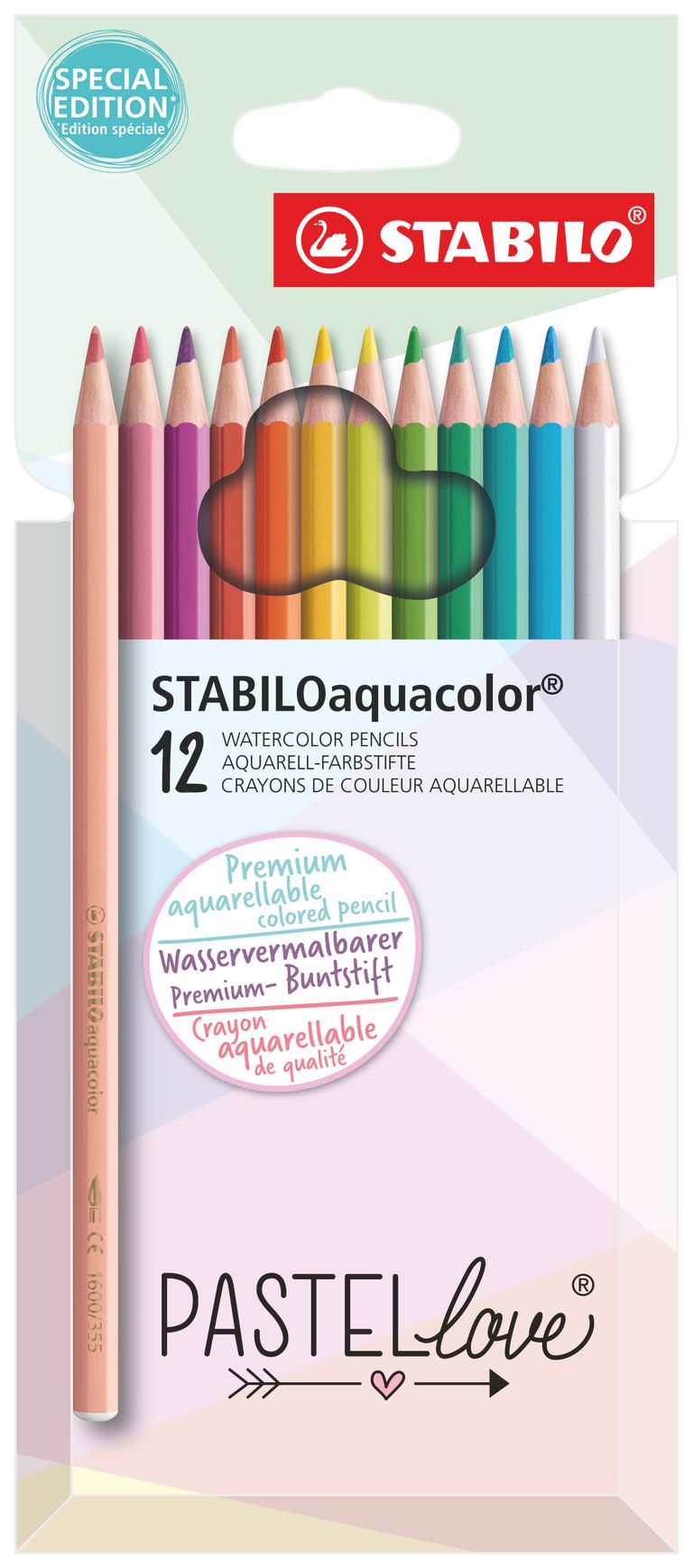 Akvarelové pastelky STABILOaquacolor Pastellove 12 ks sada
