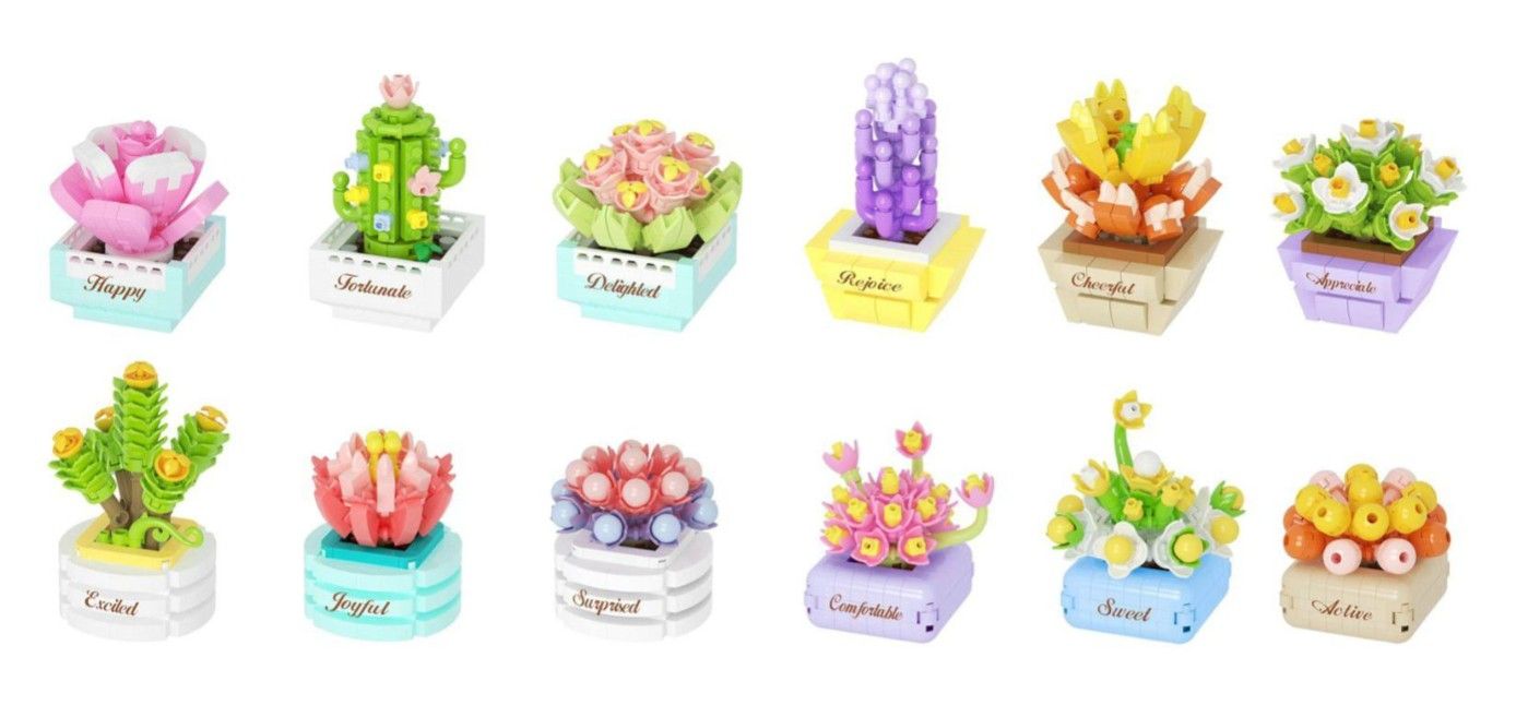 Stavebnice mini KOCO Sukulent v květináči, mix druhů