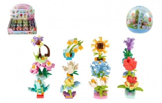 Stavebnice mini květina plast 6cm mix druhů v kouli