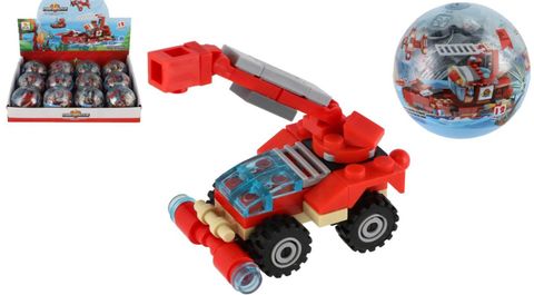 Obrázek produktu: Stavebnice zásahová vozidla hasiči plast 7 cm, mix druhů v plastové kouli
