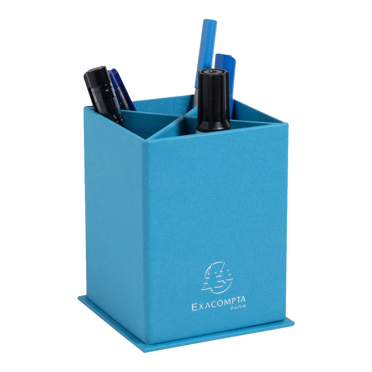Stojánek na psací potřeby Teksto 8,5 × 8,5 × 12 cm, karton - modrý