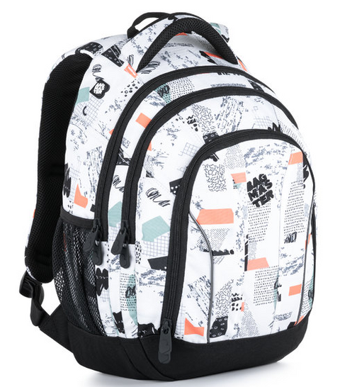 Obrázek produktu: Studentský batoh Bagmaster - SUPERNOVA 21 A WHITE/BLACK/ORANGE/GREEN