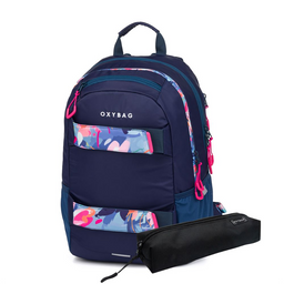 Obrázek produktu: Studentský batoh + etue Oxy Sport - Flowers Blue