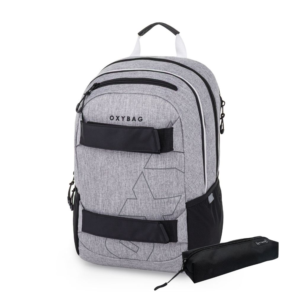 Studentský batoh + etueOXY SPORT Grey Melange