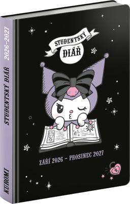 Obrázek produktu: Studentský diář Kuromi (září 2026 – prosinec 2027), 9,8 × 14,5 cm