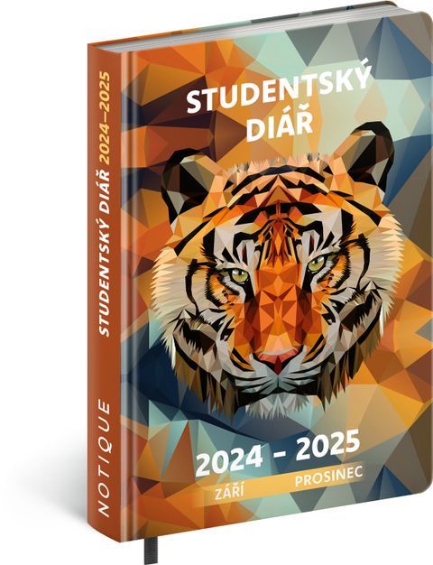 Obrázek produktu: Studentský diář Tygr (září 2024 – prosinec 2025), 9,8 × 14,5 cm