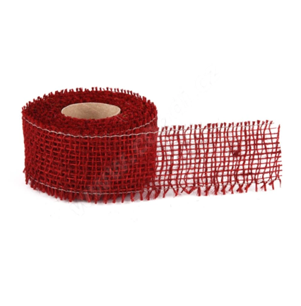 Obrázek produktu: Stuha, juta jemná BORDÓ, 5cm x 5m/bal.