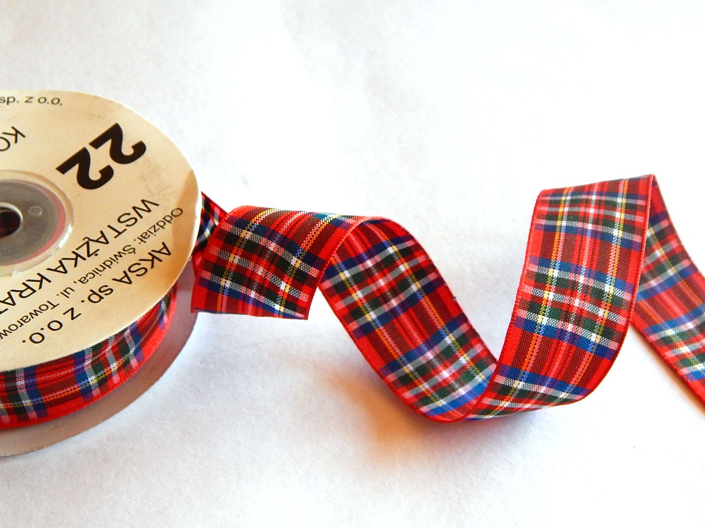 Stuha saténová, károváná - vánoční (12 mm × 22 m)