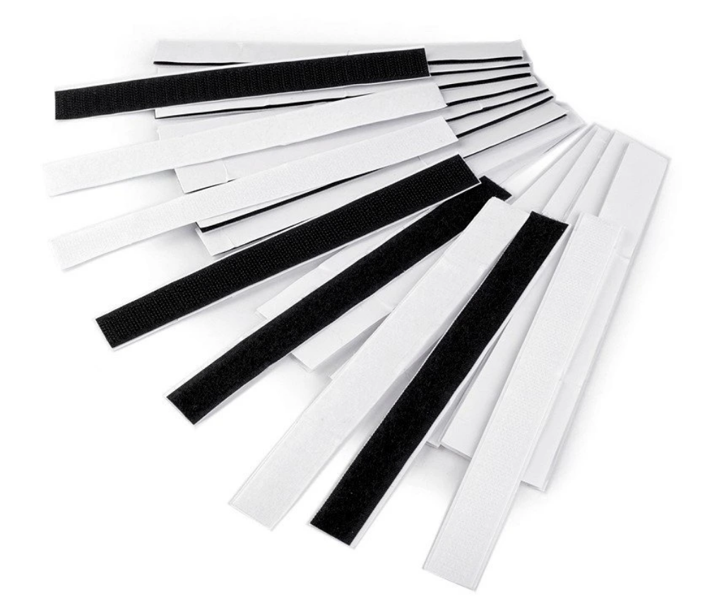 Suchý zip, háček+samolep. plyš, ČERNÁ, 20 mm x 20 cm