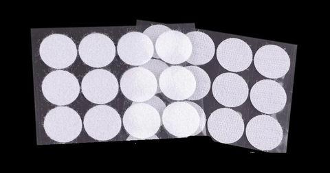 Obrázek produktu: Suchý zip samolepicí kolečka, 25 mm, BÍLÝ, 12 párů