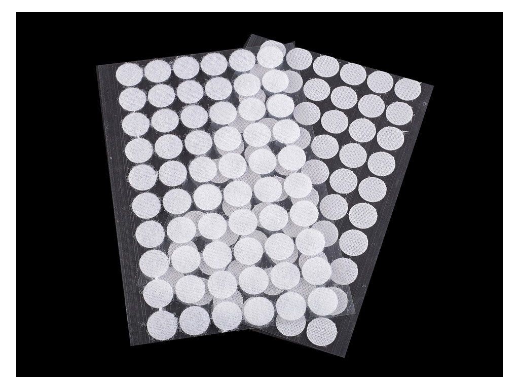 Suchý zip samolepicí kolečka, BÍLÁ, 15 mm - 30 párů