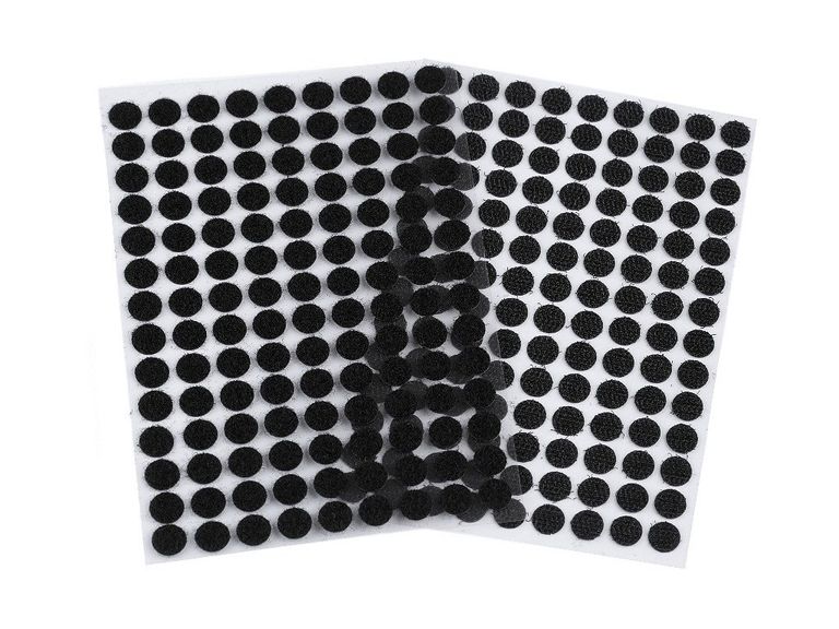 Suchý zip samolepicí kolečka Ø10 mm, 63 ks - černá