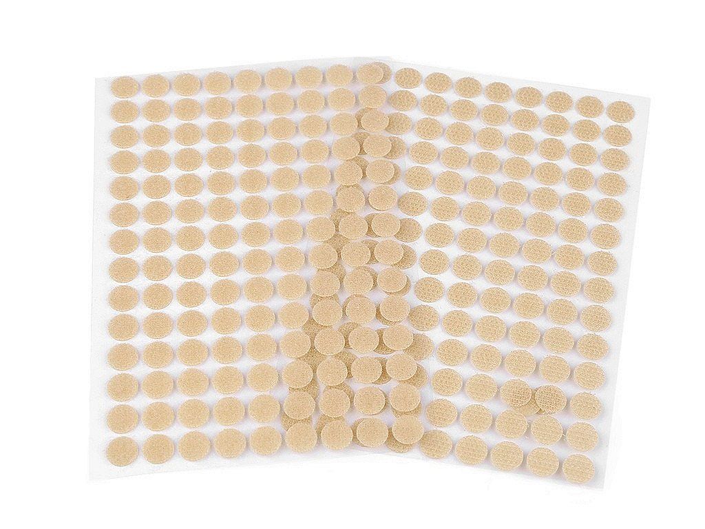 Suchý zip samolepicí kolečka Ø10 mm, 63 ks - krémová