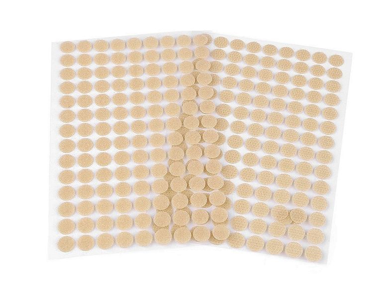 Levně Suchý zip samolepicí kolečka Ø10 mm, 63 ks - krémová