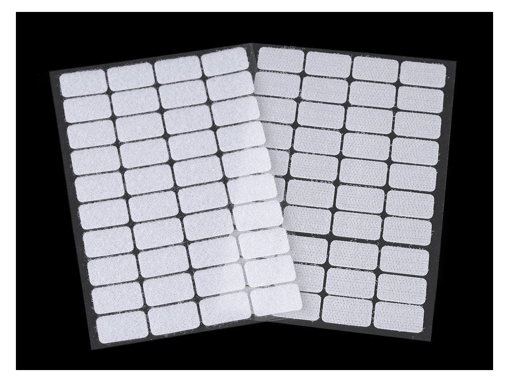 Suchý zip, samolepicí obdélník, BÍLÝ 8,5 x 11 cm - 20 párů