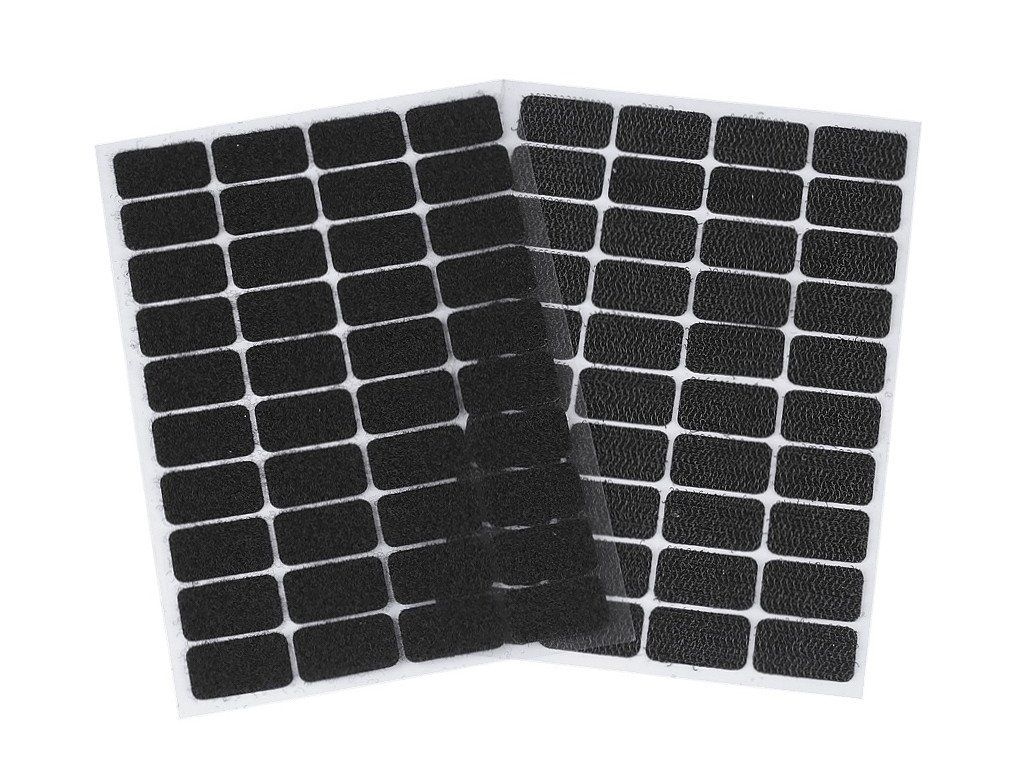 Suchý zip, samolepicí obdélník, ČERNÝ 8,5 x 11 cm - 20 párů