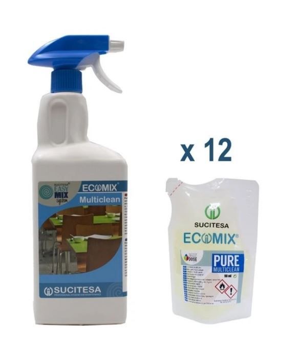 SUCITESA čistič povrchů 12 ks 90 ml sáčků + lahev 1 l