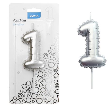 Obrázek produktu: Svíčka č. 1 - balónek stříbrný