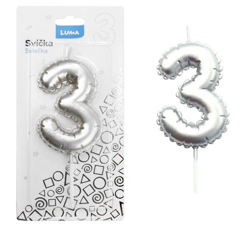 Obrázek produktu: Svíčka č. 3 - balónek stříbrný