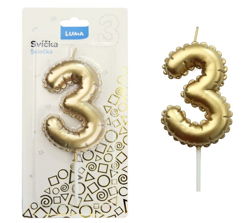 Svíčka č. 3 - balónek zlatý