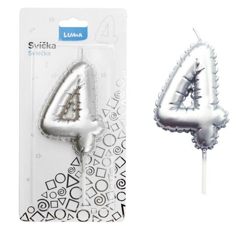 Obrázek produktu: Svíčka č. 4 - balónek stříbrný