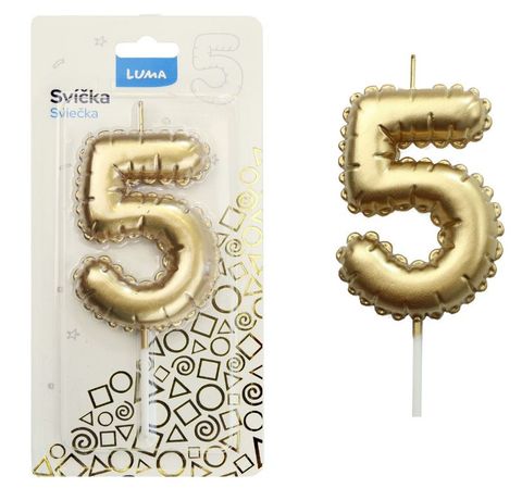 Obrázek produktu: Svíčka č. 5 - balónek zlatý