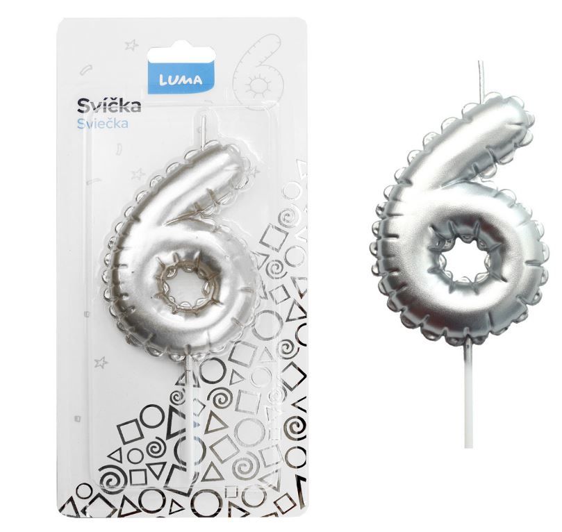 Svíčka č. 6 - balónek stříbrný