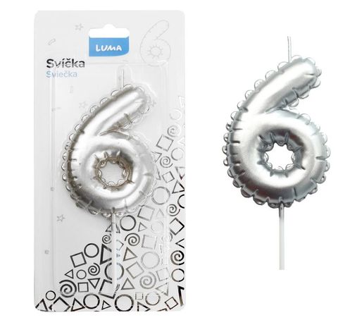 Obrázek produktu: Svíčka č. 6 - balónek stříbrný