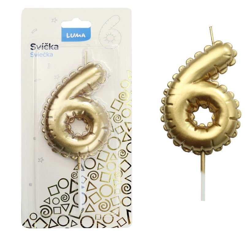Svíčka č. 6 - balónek zlatý