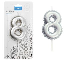 Obrázek produktu: Svíčka č. 8 - balónek stříbrný