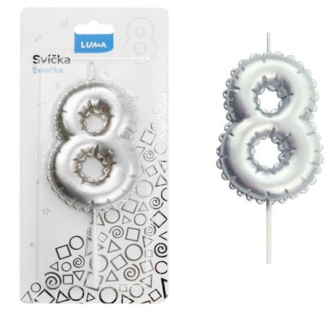 Obrázek produktu: Svíčka č. 8 - balónek stříbrný
