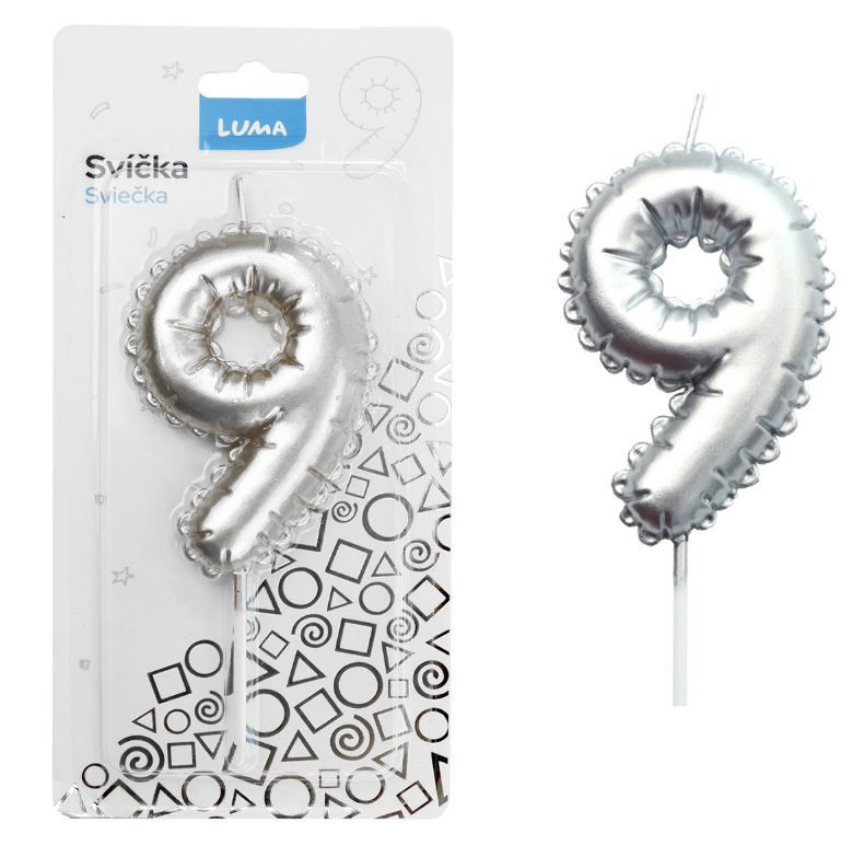 Svíčka č. 9 - balónek stříbrný