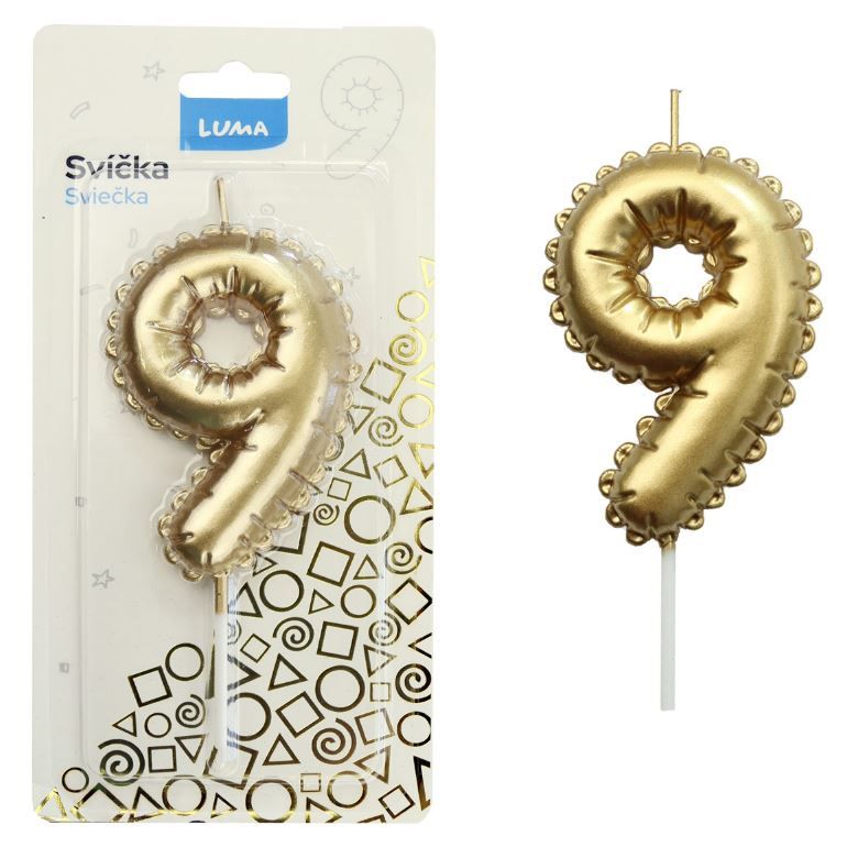 Svíčka č. 9 - balónek zlatý