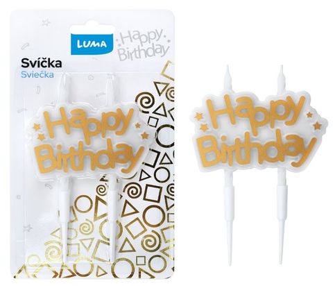 Obrázek produktu: Svíčka HAPPY BIRTHDAY - zlatá