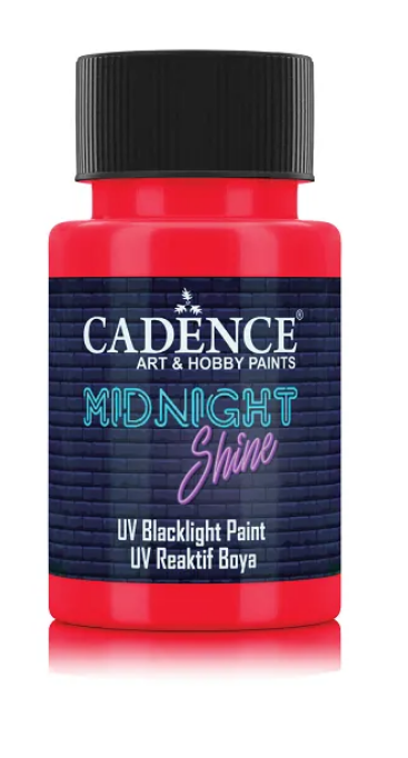 Svítící UV barva na textil Cadence Midnight Shine, 50 ml - red, červená